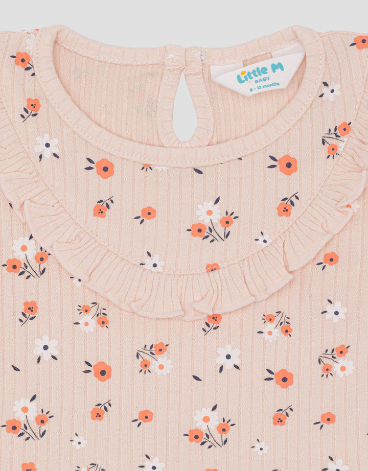 Little M Royal Print BungaPakaian Setelan Anak Bayi Perempuan