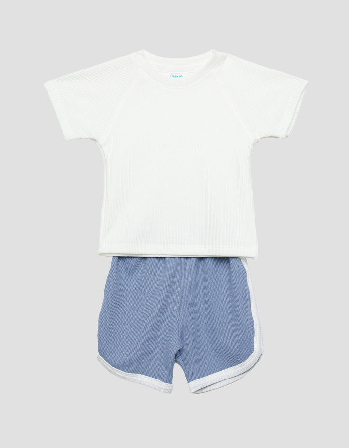 Little M Textured Waffle Obras Setelan Anak Laki-laki