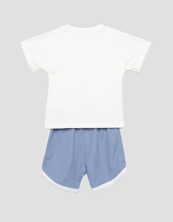 Little M Textured Waffle Obras Setelan Anak Laki-laki