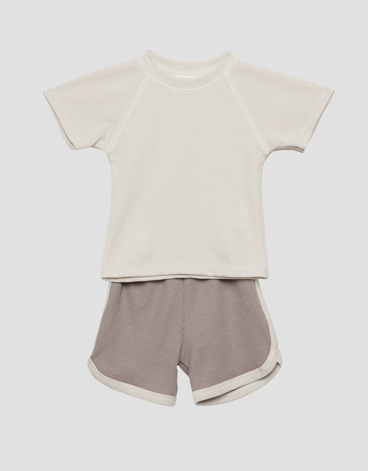 Little M Textured Waffle Obras Setelan Anak Laki-laki