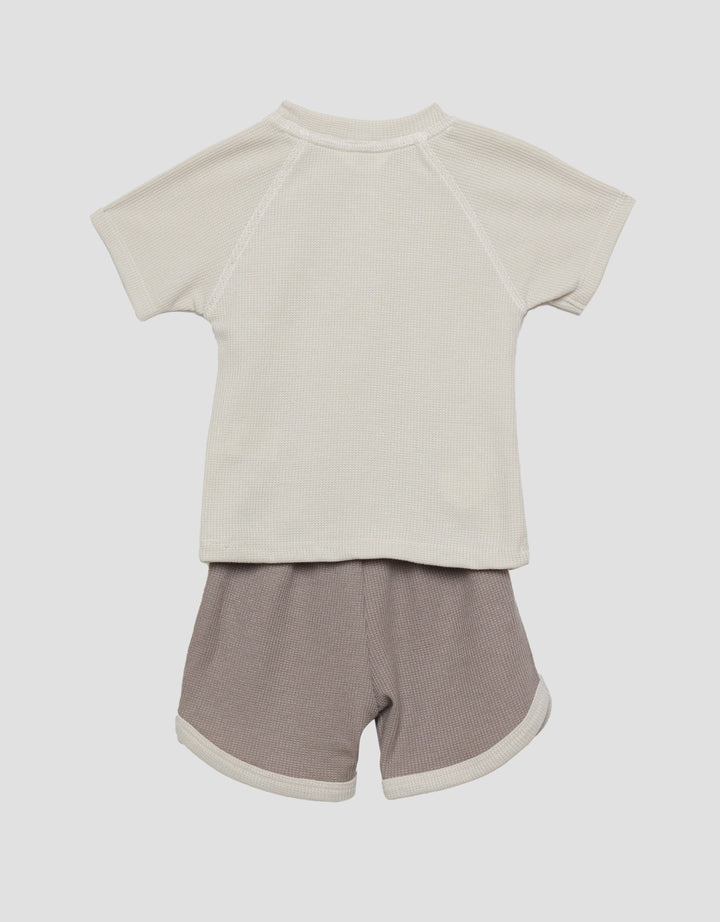 Little M Textured Waffle Obras Setelan Anak Laki-laki