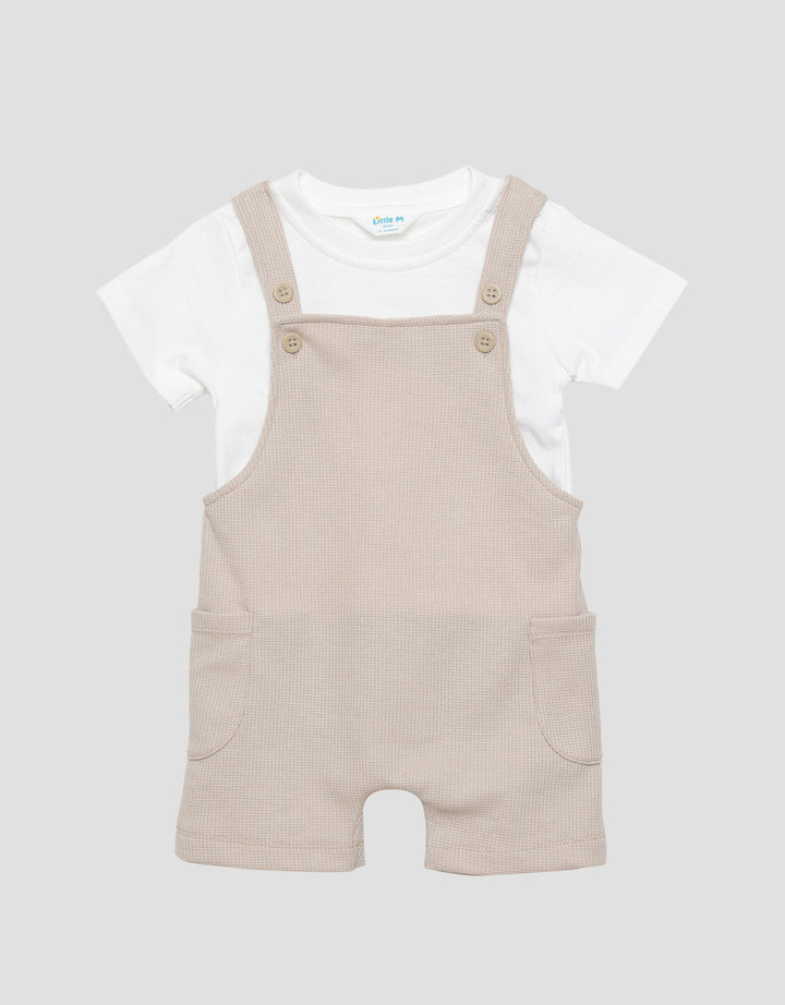 Little M Knit Waffle Polos Jumpsuit Overall Anak Laki-laki