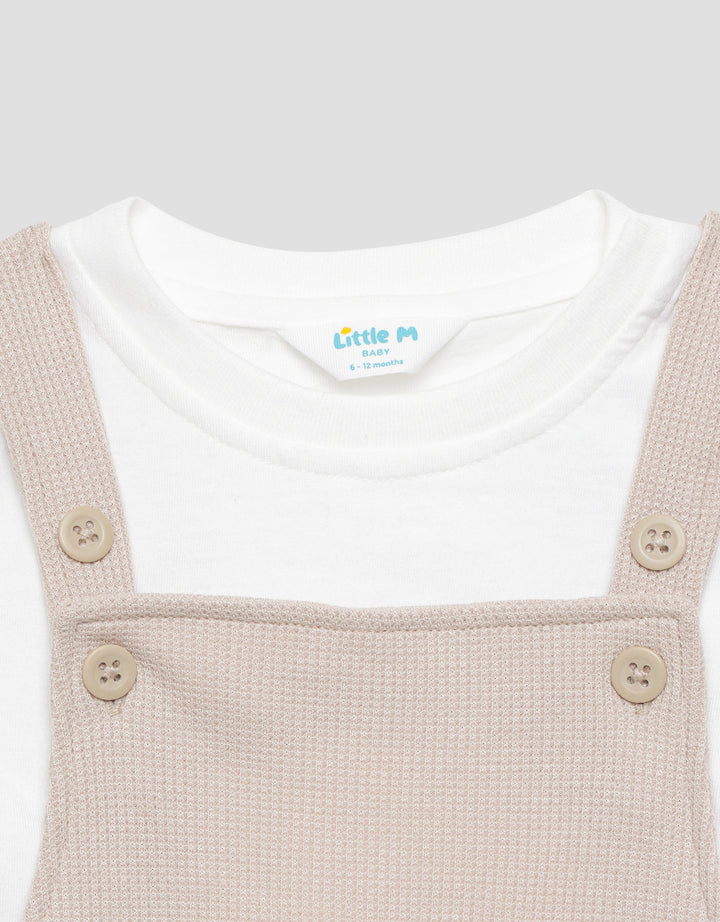 Little M Knit Waffle Polos Jumpsuit Overall Anak Laki-laki