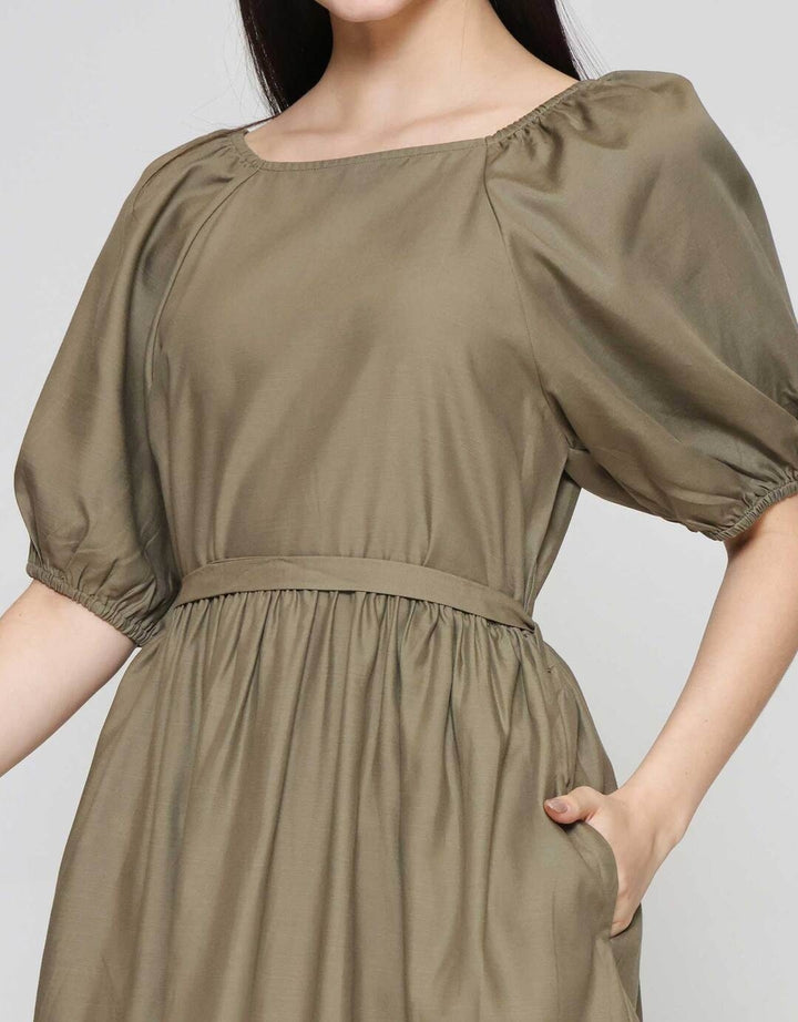 Suko Gaun Balon Kerah Kotak Lengan Pendek