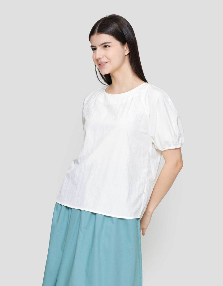 Suko Kerah Bulat Lengan Pendek Blouse Wanita