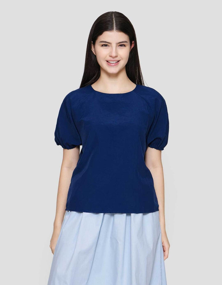 Suko Kerah Bulat Lengan Pendek Blouse Wanita