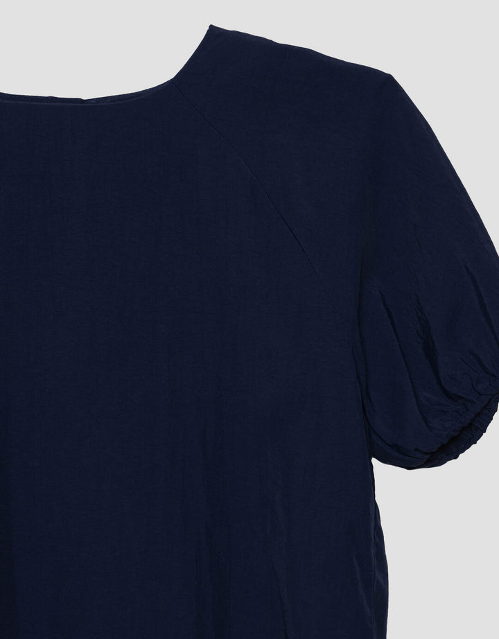 Suko Kerah Bulat Lengan Pendek Blouse Wanita
