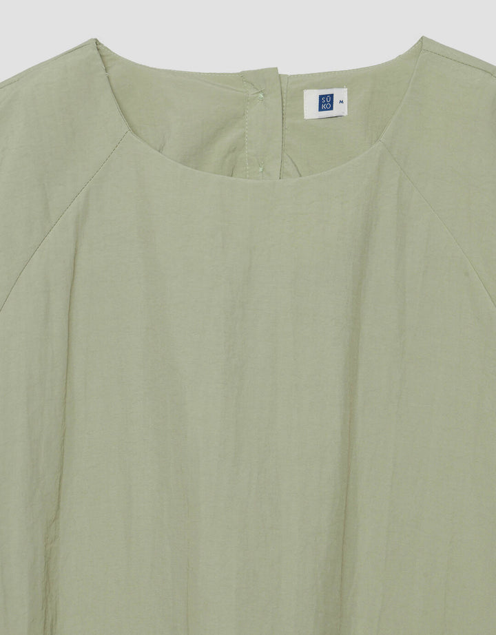 Suko Kerah Bulat Lengan Pendek Blouse Wanita