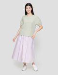Suko Kerah Bulat Lengan Pendek Blouse Wanita