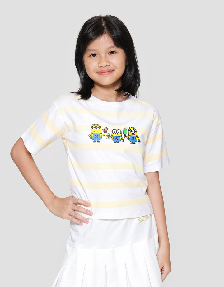 Character Minions Stripes Kaos Anak Perempuan