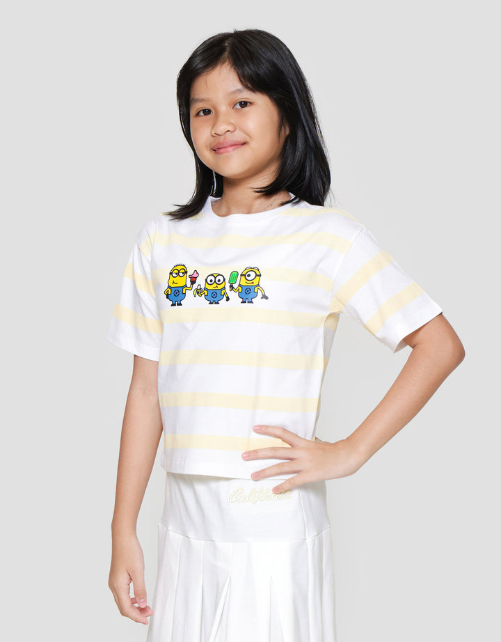 Character Minions Stripes Kaos Anak Perempuan
