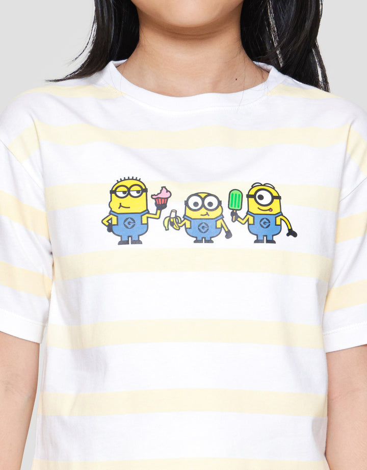 Character Minions Stripes Kaos Anak Perempuan