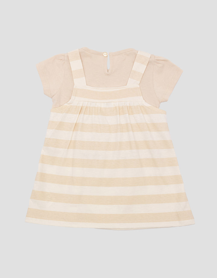 Little M Icon Bear Stripe Midi Dress Anak Perempuan
