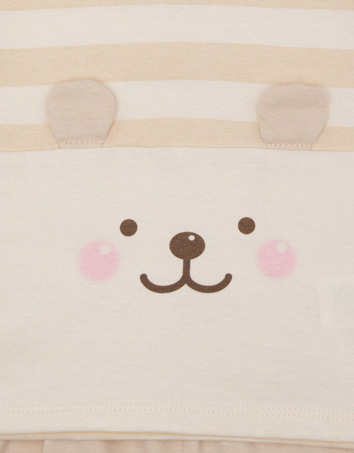 Little M Jersey Ss Bear Stripe Pakaian Setelan Anak Perempuan