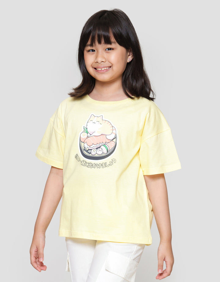Nevada Sushi Animal Cat Kaos Anak Perempuan