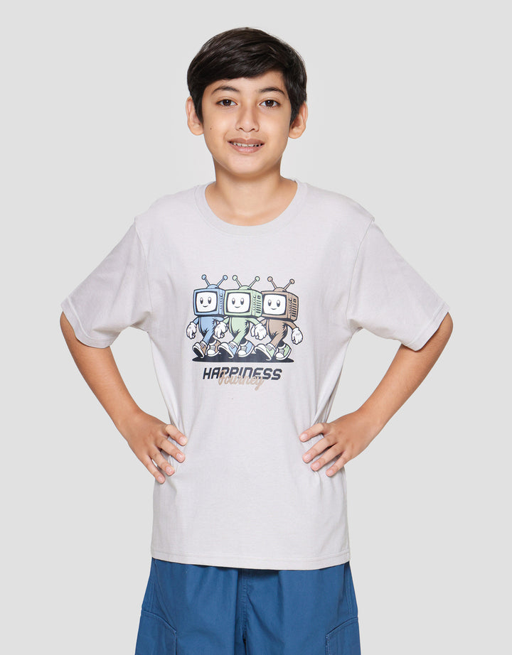 Nevada Print Robot Two Sided Print Happiness Kaos Anak Laki-laki