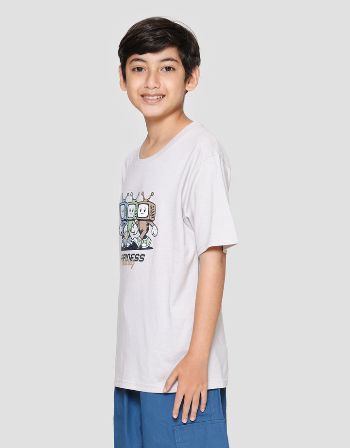 Nevada Print Robot Two Sided Print Happiness Kaos Anak Laki-laki