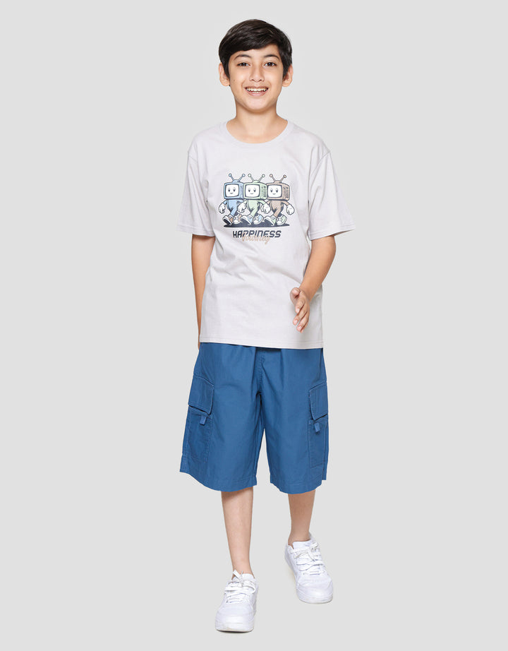 Nevada Print Robot Two Sided Print Happiness Kaos Anak Laki-laki