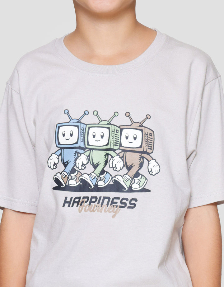 Nevada Print Robot Two Sided Print Happiness Kaos Anak Laki-laki