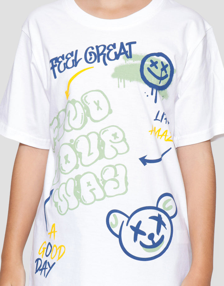 Nevada Print Graffiti Find Your Way Bear Kaos Anak Laki-laki