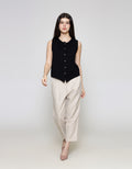 ZES Knit With Fashion Button Vest Wanita MPROW003
