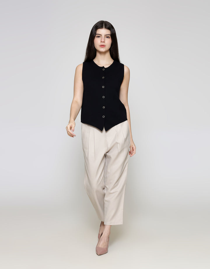 ZES Knit With Fashion Button Vest Wanita MPROW003