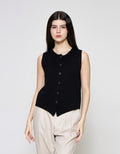 ZES Knit With Fashion Button Vest Wanita MPROW003