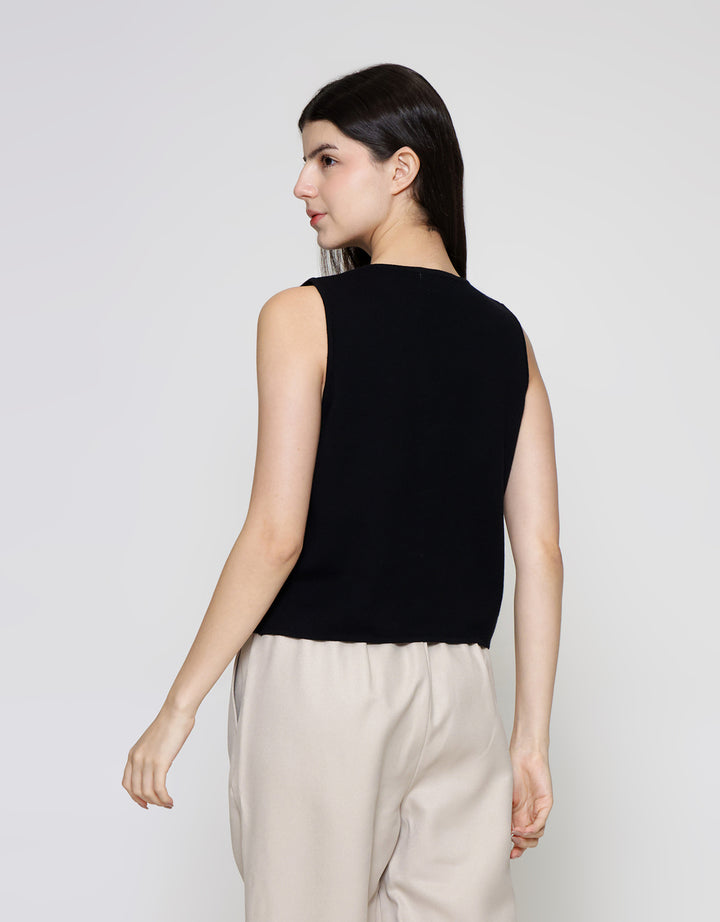 ZES Knit With Fashion Button Vest Wanita MPROW003