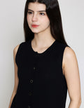 ZES Knit With Fashion Button Vest Wanita MPROW003