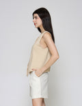 ZES Knit With Fashion Button Vest Wanita MPROW003