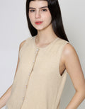 ZES Knit With Fashion Button Vest Wanita MPROW003