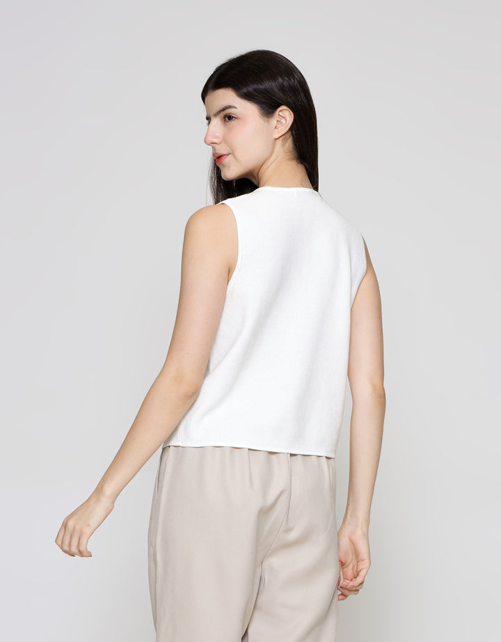 ZES Knit With Fashion Button Vest Wanita MPROW003