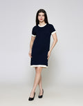 ZES Knit Basic With Contrast Line Color Midi Dress Wanita MPRDD003