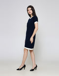 ZES Knit Basic With Contrast Line Color Midi Dress Wanita MPRDD003