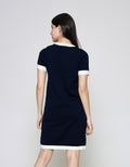 ZES Knit Basic With Contrast Line Color Midi Dress Wanita MPRDD003