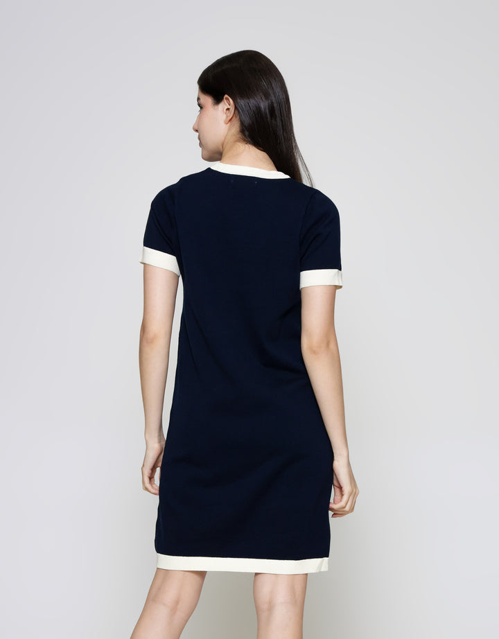 ZES Knit Basic With Contrast Line Color Midi Dress Wanita MPRDD003