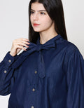 ZES With Big Bow Blouse Denim Wanita BLDT002