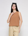 ZES Sleeveless With Statement Button Blouse Wanita MPRWT007