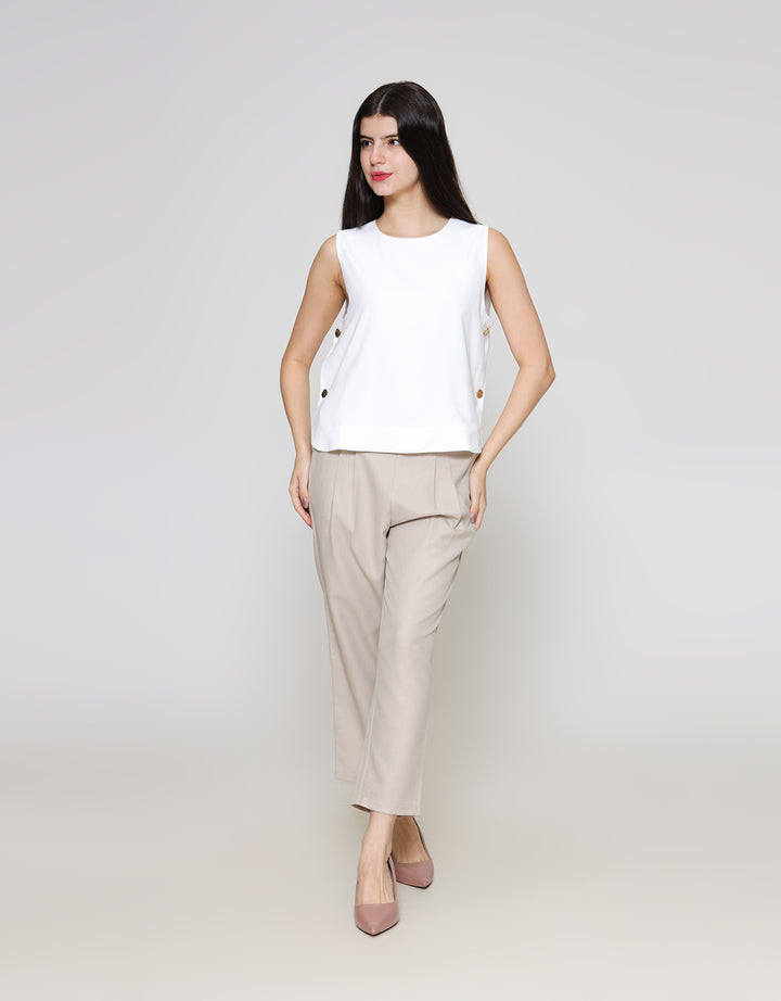 ZES Sleeveless With Statement Button Blouse Wanita MPRWT007