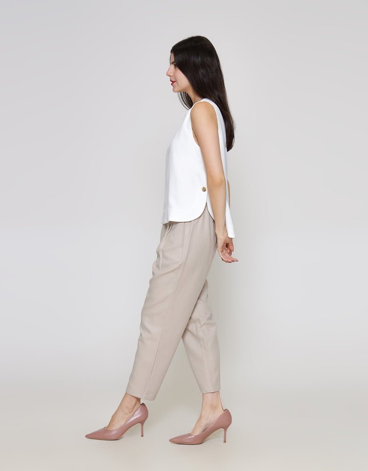ZES Sleeveless With Statement Button Blouse Wanita MPRWT007