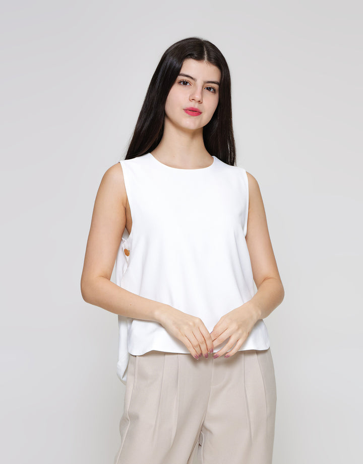ZES Sleeveless With Statement Button Blouse Wanita MPRWT007
