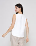 ZES Sleeveless With Statement Button Blouse Wanita MPRWT007