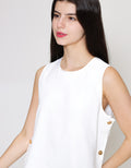 ZES Sleeveless With Statement Button Blouse Wanita MPRWT007