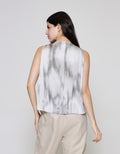 ZES Drappery Neck Abstract Blouse Wanita MPRWT008