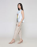 ZES Drappery Neck Flower Blouse Wanita MPRWT009