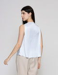 ZES Drappery Neck Flower Blouse Wanita MPRWT009