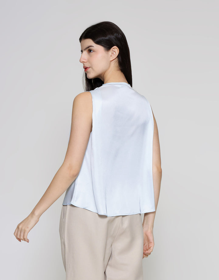 ZES Drappery Neck Flower Blouse Wanita MPRWT009