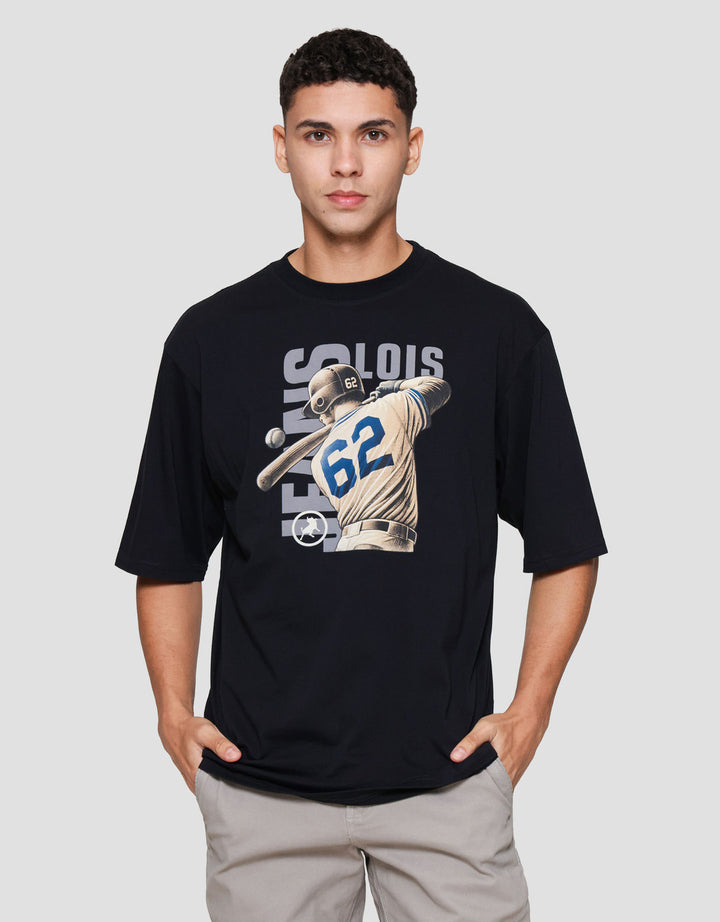 Lois Print Baseball Kaos Lengan Pendek Pria