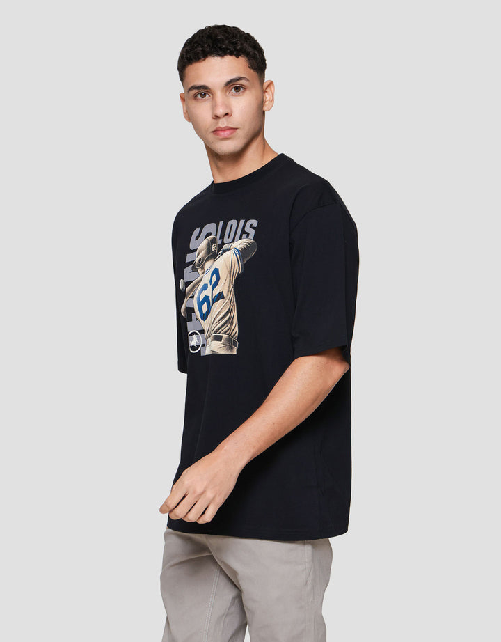 Lois Print Baseball Kaos Lengan Pendek Pria