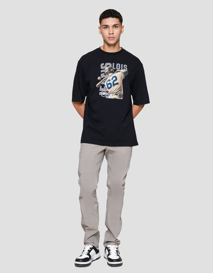 Lois Print Baseball Kaos Lengan Pendek Pria